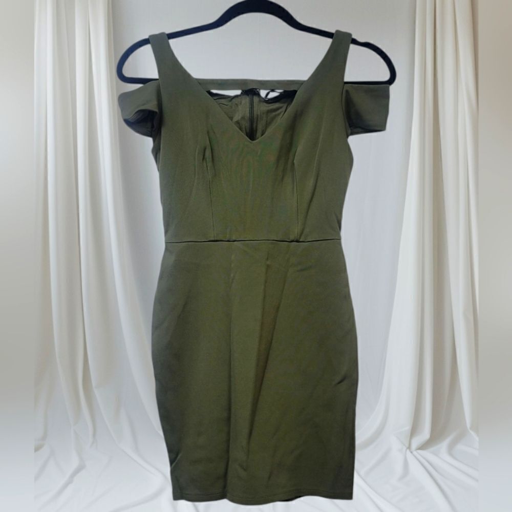 Bebe Bodycon Olive Green Dress, XSmall
